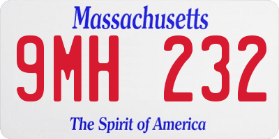 MA license plate 9MH232
