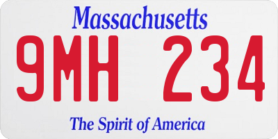 MA license plate 9MH234
