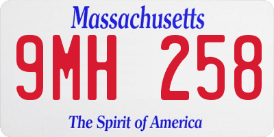 MA license plate 9MH258