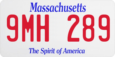 MA license plate 9MH289