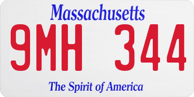 MA license plate 9MH344