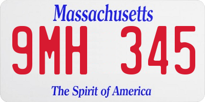 MA license plate 9MH345