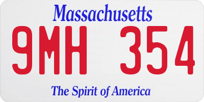 MA license plate 9MH354
