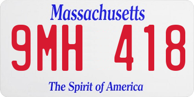 MA license plate 9MH418