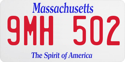 MA license plate 9MH502