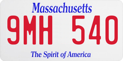 MA license plate 9MH540