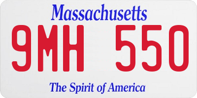 MA license plate 9MH550
