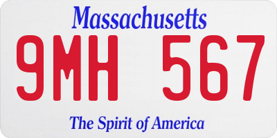 MA license plate 9MH567