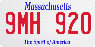 MA license plate 9MH920