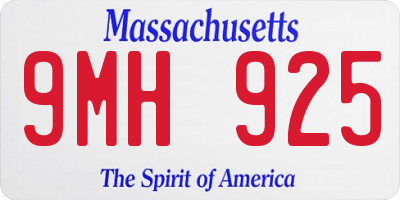 MA license plate 9MH925