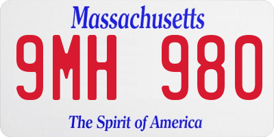 MA license plate 9MH980