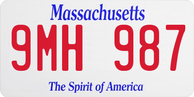 MA license plate 9MH987