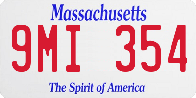 MA license plate 9MI354