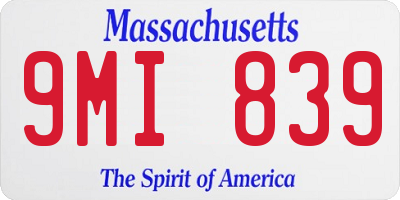 MA license plate 9MI839