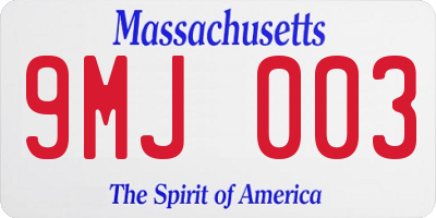 MA license plate 9MJ003