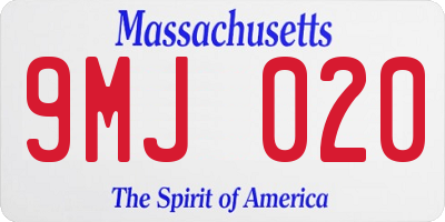 MA license plate 9MJ020