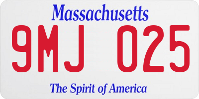 MA license plate 9MJ025