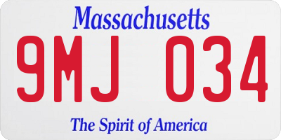 MA license plate 9MJ034