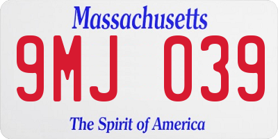 MA license plate 9MJ039
