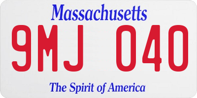 MA license plate 9MJ040