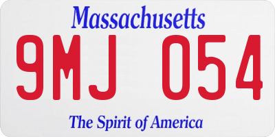 MA license plate 9MJ054