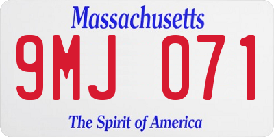 MA license plate 9MJ071