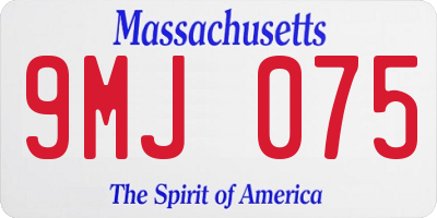MA license plate 9MJ075