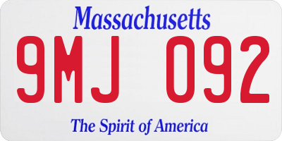 MA license plate 9MJ092
