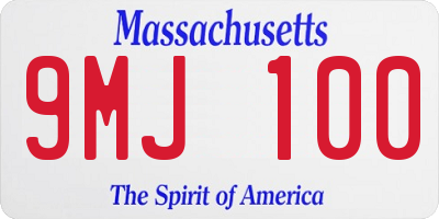 MA license plate 9MJ100