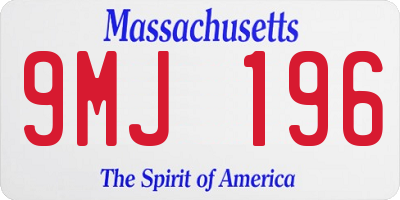 MA license plate 9MJ196