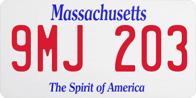 MA license plate 9MJ203