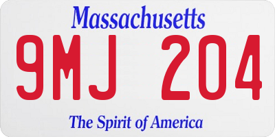 MA license plate 9MJ204