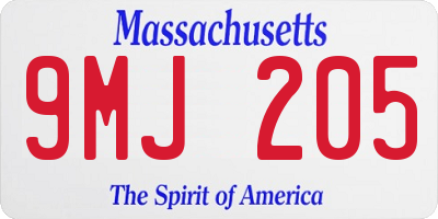 MA license plate 9MJ205