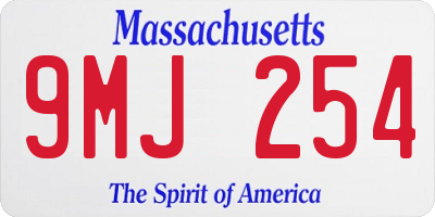 MA license plate 9MJ254