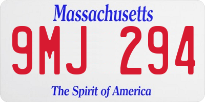 MA license plate 9MJ294