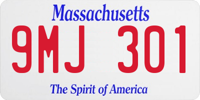 MA license plate 9MJ301