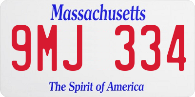 MA license plate 9MJ334
