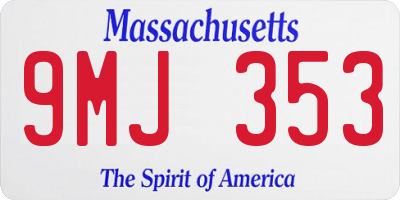 MA license plate 9MJ353