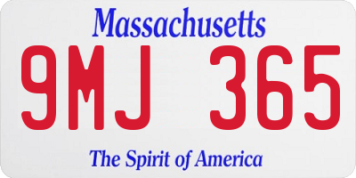 MA license plate 9MJ365