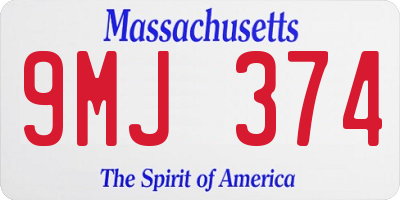 MA license plate 9MJ374