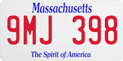 MA license plate 9MJ398