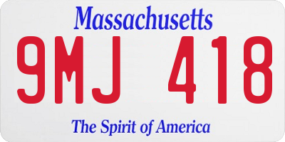 MA license plate 9MJ418