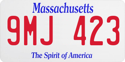 MA license plate 9MJ423