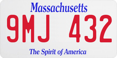 MA license plate 9MJ432