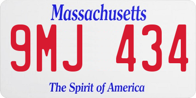 MA license plate 9MJ434