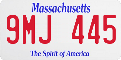 MA license plate 9MJ445