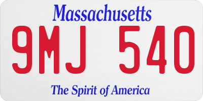 MA license plate 9MJ540