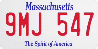 MA license plate 9MJ547