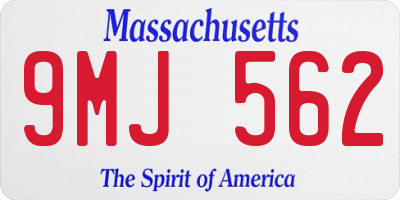 MA license plate 9MJ562