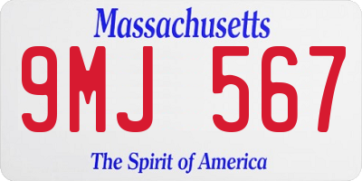MA license plate 9MJ567